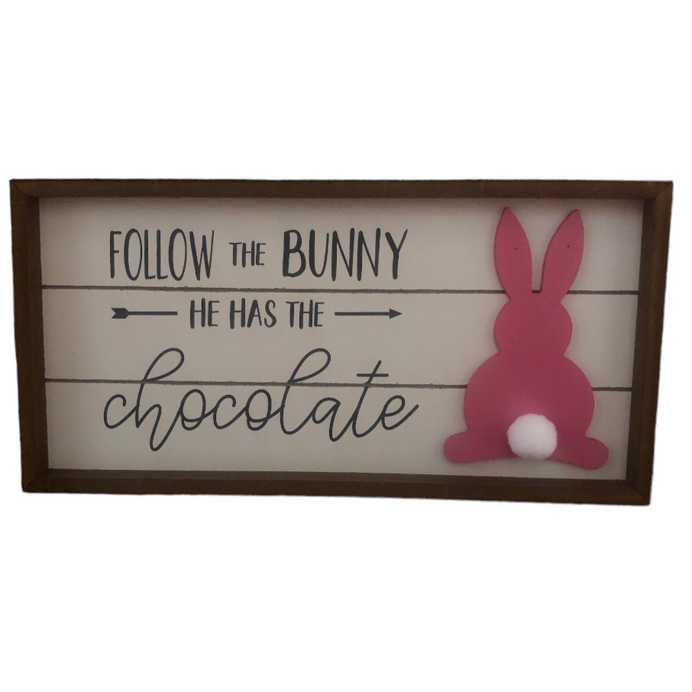 Pink Wooden Easter Sign